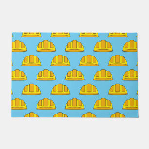 Yellow Hard Hat Cartoon Doormat