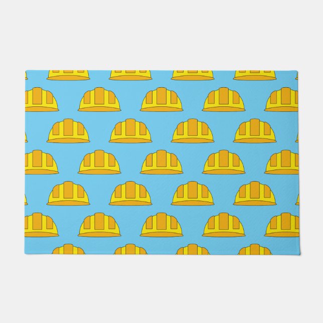 Yellow Hard Hat Cartoon Doormat (Front)