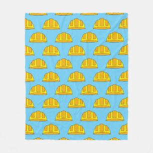 Yellow Hard Hat Cartoon Fleece Blanket