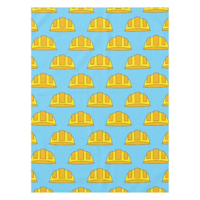Yellow Hard Hat Cartoon Tablecloth (Front)