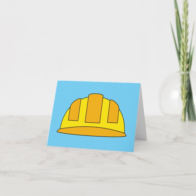 Yellow Hard Hat Cartoon Thank You Card (Front)