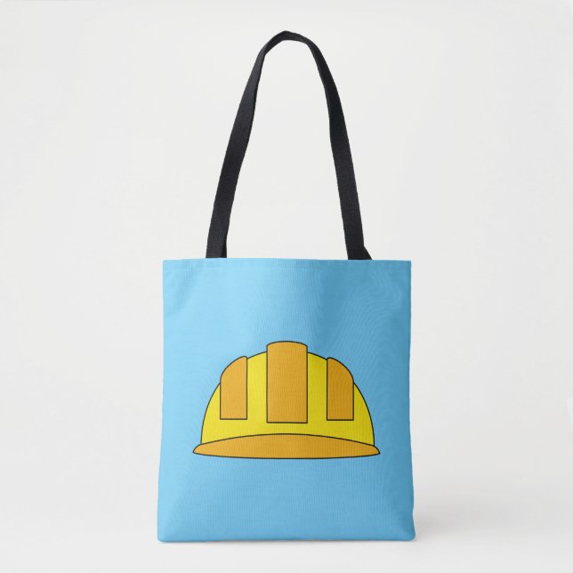 Yellow Hard Hat Cartoon Tote Bag (Front)