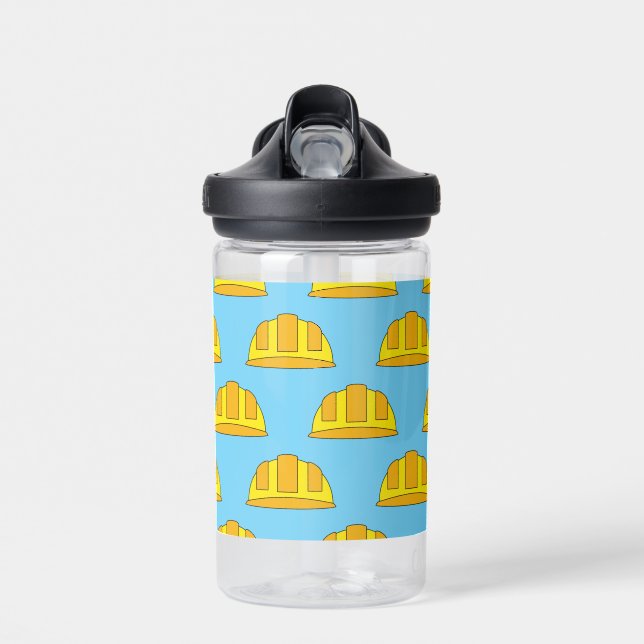 Yellow Hard Hat Cartoon Water Bottle (Front)