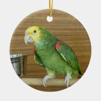 Yellow-Headed Amazon Parrot Ceramic Tree Decoration