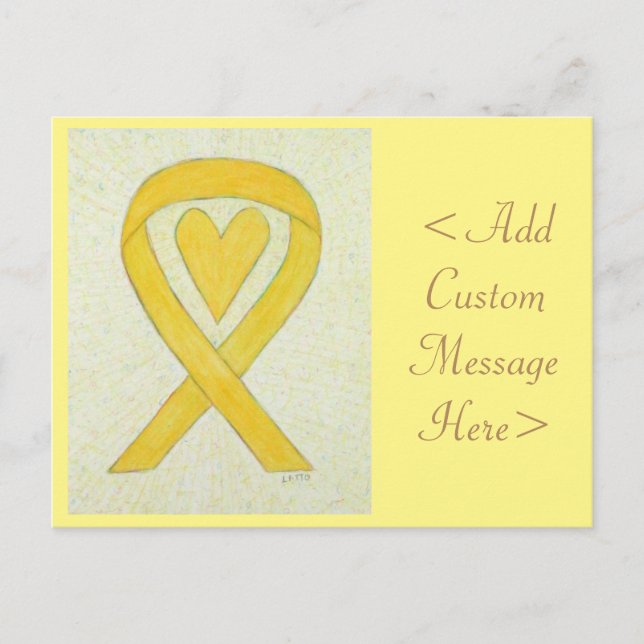 Yellow Heart Awareness Ribbon Custom Postcard (Front)