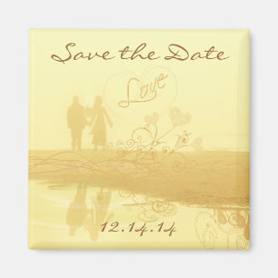 Yellow Heart Beach Wedding Magnet