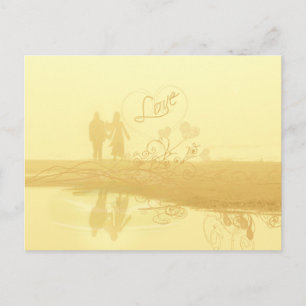 Yellow Heart Beach Wedding Postcard