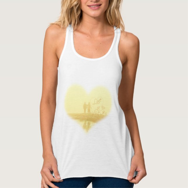 Yellow Heart Beach Wedding Singlet (Front)