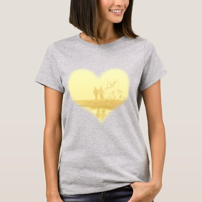 Yellow Heart Beach Wedding T-Shirt (Front)