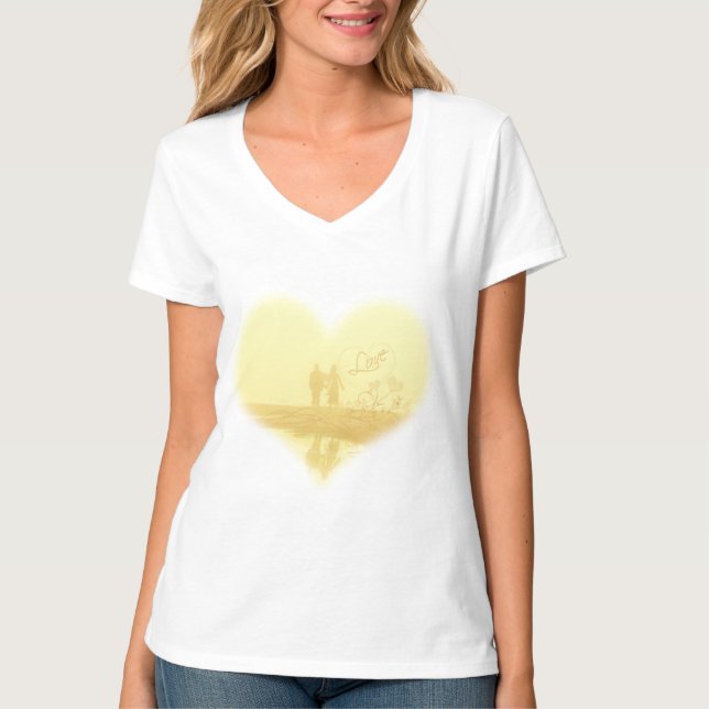 Yellow Heart Beach Wedding T-Shirt (Front)