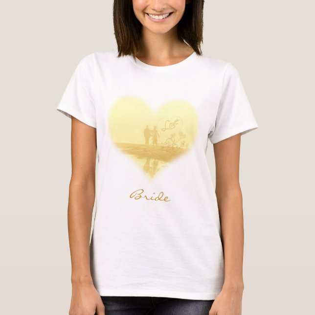 Yellow Heart Beach Wedding T-Shirt (Front)