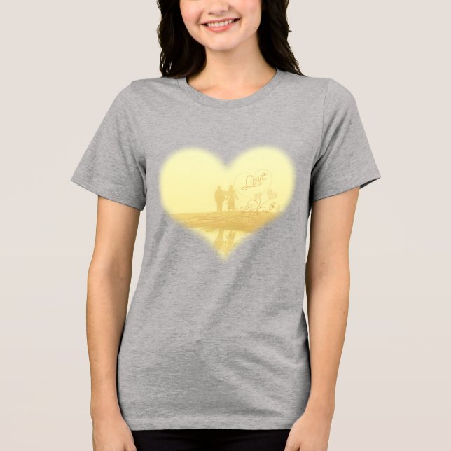 Yellow Heart Beach Wedding Tri-Blend Shirt (Front)