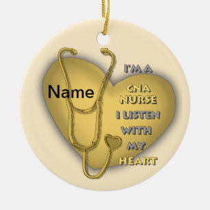 Yellow Heart CNA Nurse Ceramic Tree Decoration