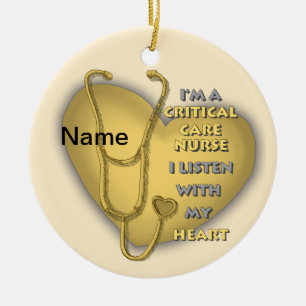 Yellow Heart Critical Care Nurse Ceramic Tree Decoration