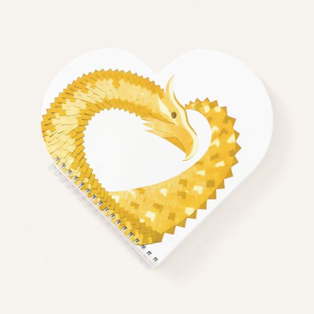 Yellow heart dragon on white notebook (Front)