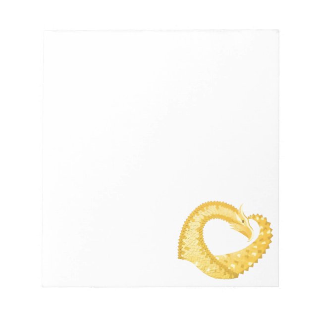 Yellow heart dragon on white notepad (Front)