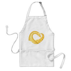 Yellow heart dragon on white standard apron