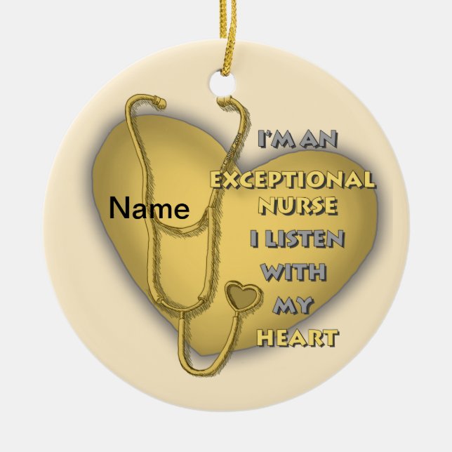 Yellow heart exceptional nurse  ceramic tree decoration (Front)