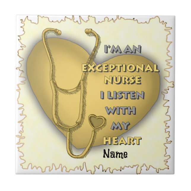 Yellow heart exceptional nurse  tile (Front)