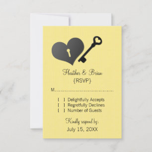 Yellow Heart Lock and Key Response Card