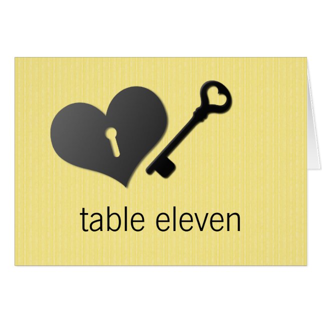 Yellow Heart Lock and Key Table Card (Front Horizontal)
