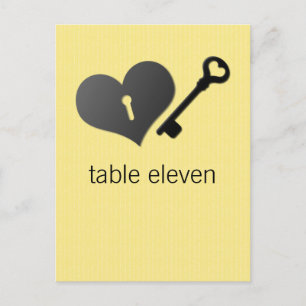 Yellow Heart Lock and Key Table Postcard