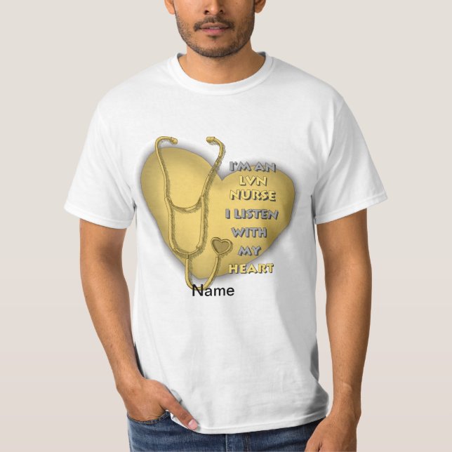 Yellow Heart LVN Nurse T-Shirt (Front)
