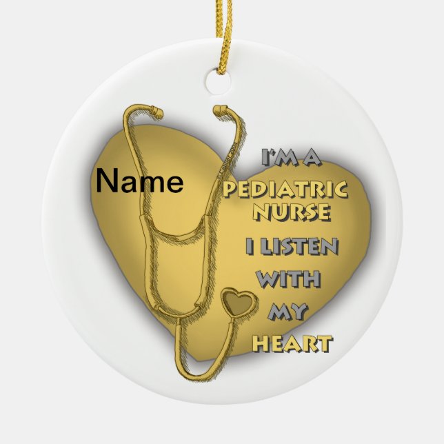 Yellow Heart Paediatrics Nurse Ceramic Tree Decoration (Front)