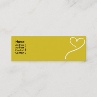 Yellow Heart - skinny Mini Business Card