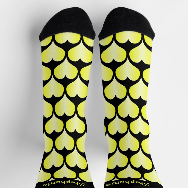 Yellow Hearts Design Personalised Socks (Top)