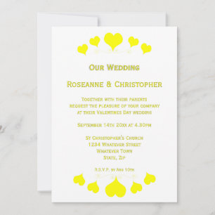 Yellow Hearts Design Wedding Invitation