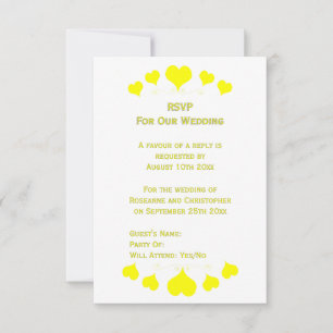 Yellow Hearts Design Wedding RSVP Card