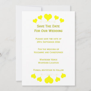 Yellow Hearts Design Wedding Save The Date