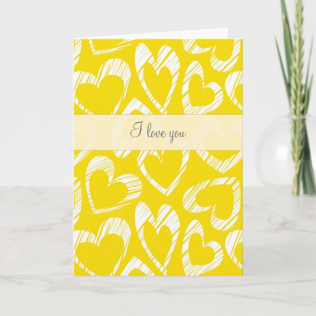 Yellow hearts Greeting Card (Front)