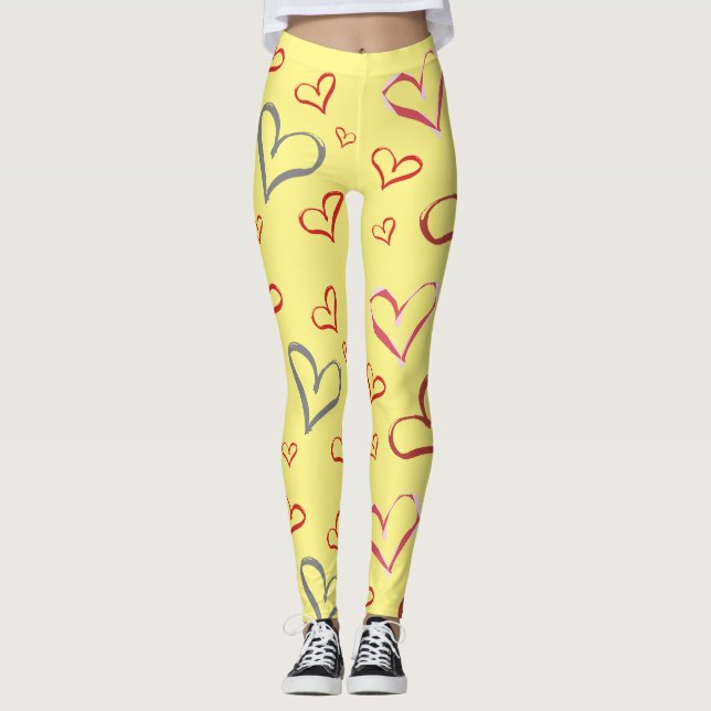 Yellow hearts, Leggings (Front)