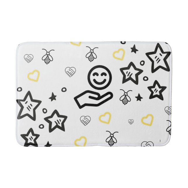 Yellow hearts medium bath mats (Front)
