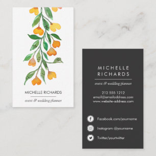 Yellow Hearts   professional  Social Media Icons Business Card