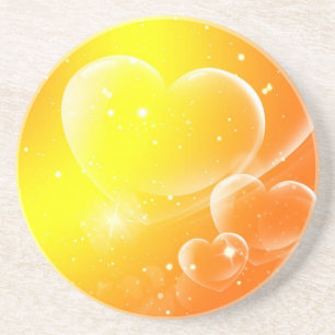 Yellow Hearts Sandstone Coaster