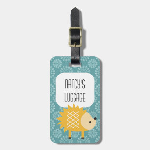 Yellow Hedgehog Cute Woodland Animal Luggage Tag