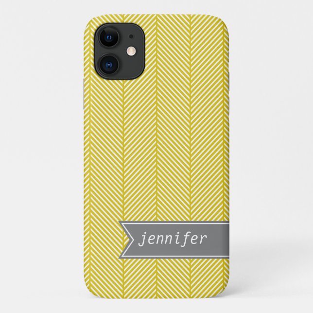 Yellow Herringbone Pattern {pick your colour} Case-Mate iPhone Case (Back)