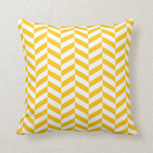 Yellow Herringbone Throw Pillow