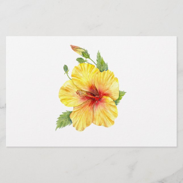 Yellow Hibiscus Botanical Art Stationery (Front)