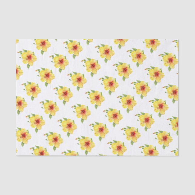 Yellow Hibiscus Botanical Art Tissue Paper (Front)