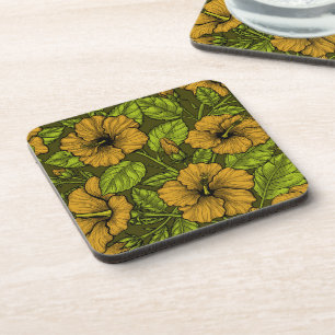 Yellow hibiscus coaster