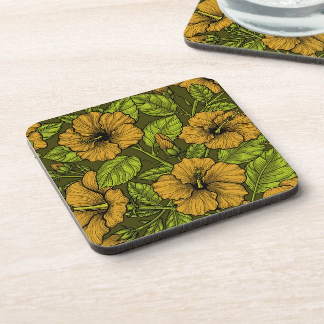 Yellow hibiscus coaster (Left Side)