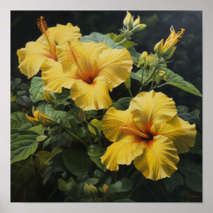 Yellow Hibiscus Flower Art Print Poster
