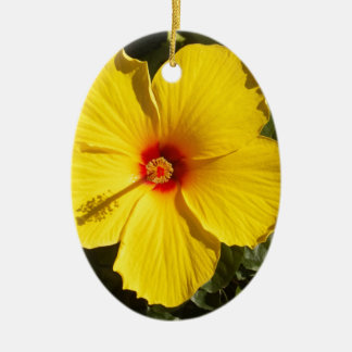 Yellow Hibiscus Flower Ceramic Tree Decoration
