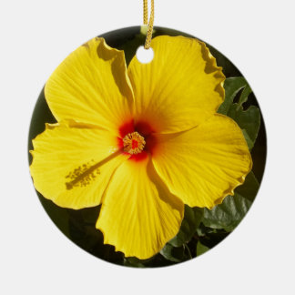 Yellow Hibiscus Flower Ceramic Tree Decoration