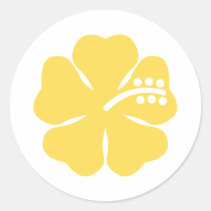 yellow hibiscus flower classic round sticker