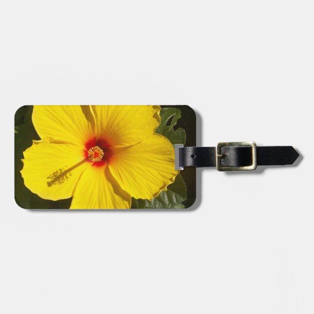 Yellow Hibiscus Flower Luggage Tag (Front Horizontal)